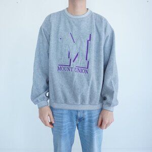 VTG Gear For Sports Gray Embroidered Mount Union Collegiate Crewneck Sweater L